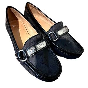 Coach Black Signature Canvas Logo Loafers Women’s Size 5.5